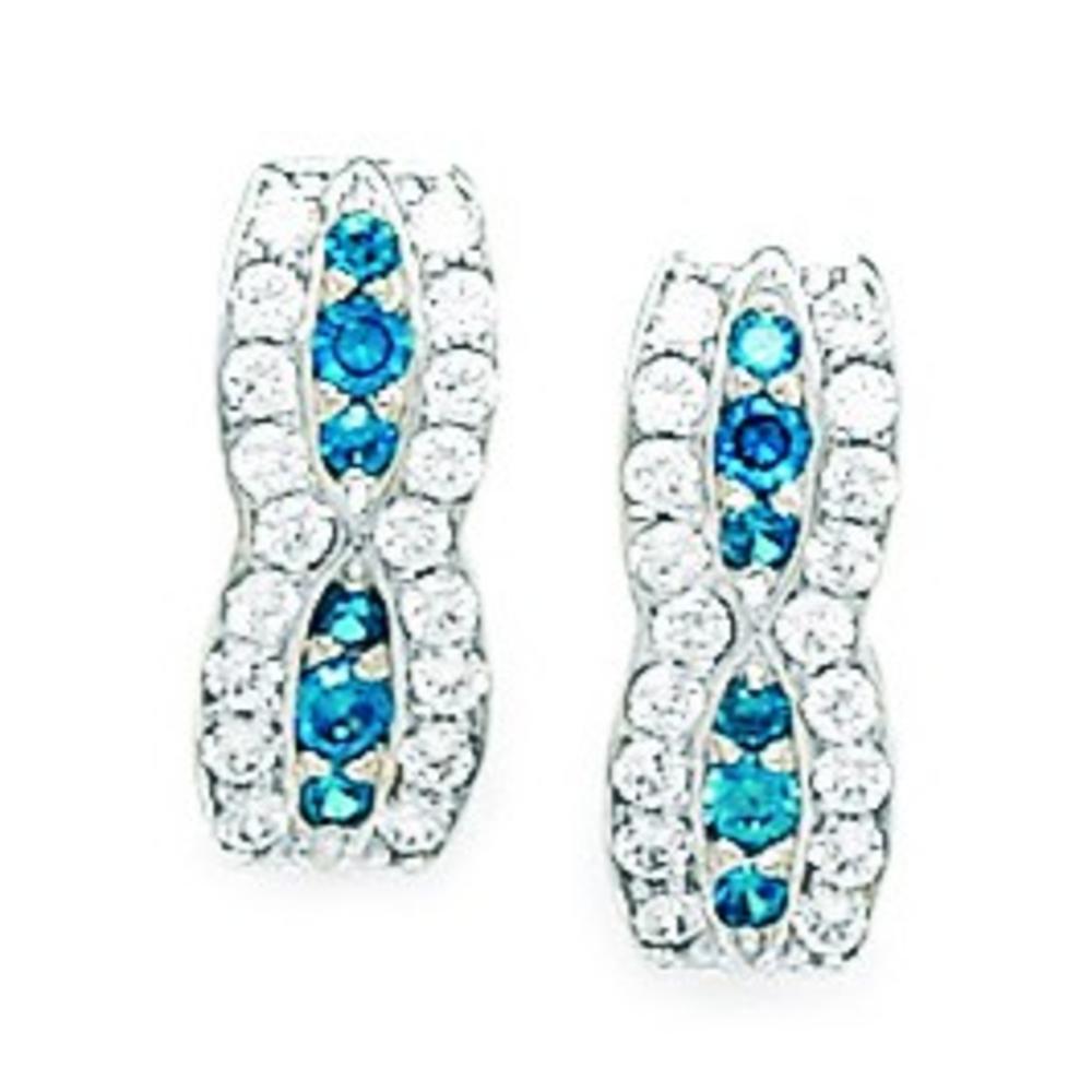 Jewelryweb 14k White Gold December Birthstone Blue Topaz CZ Fancy Leverback Earrings - Measures 15x6mm