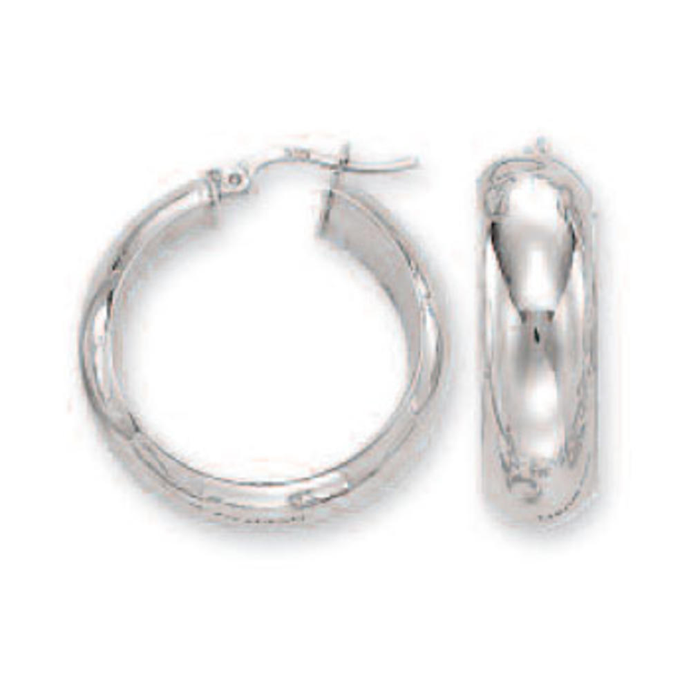 Jewelryweb 14k White 7 mm Bold Mirror Hoop Earrings