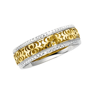 Jewelryweb 14k Two-Tone Gold Design Duo Band Ring - Size 11