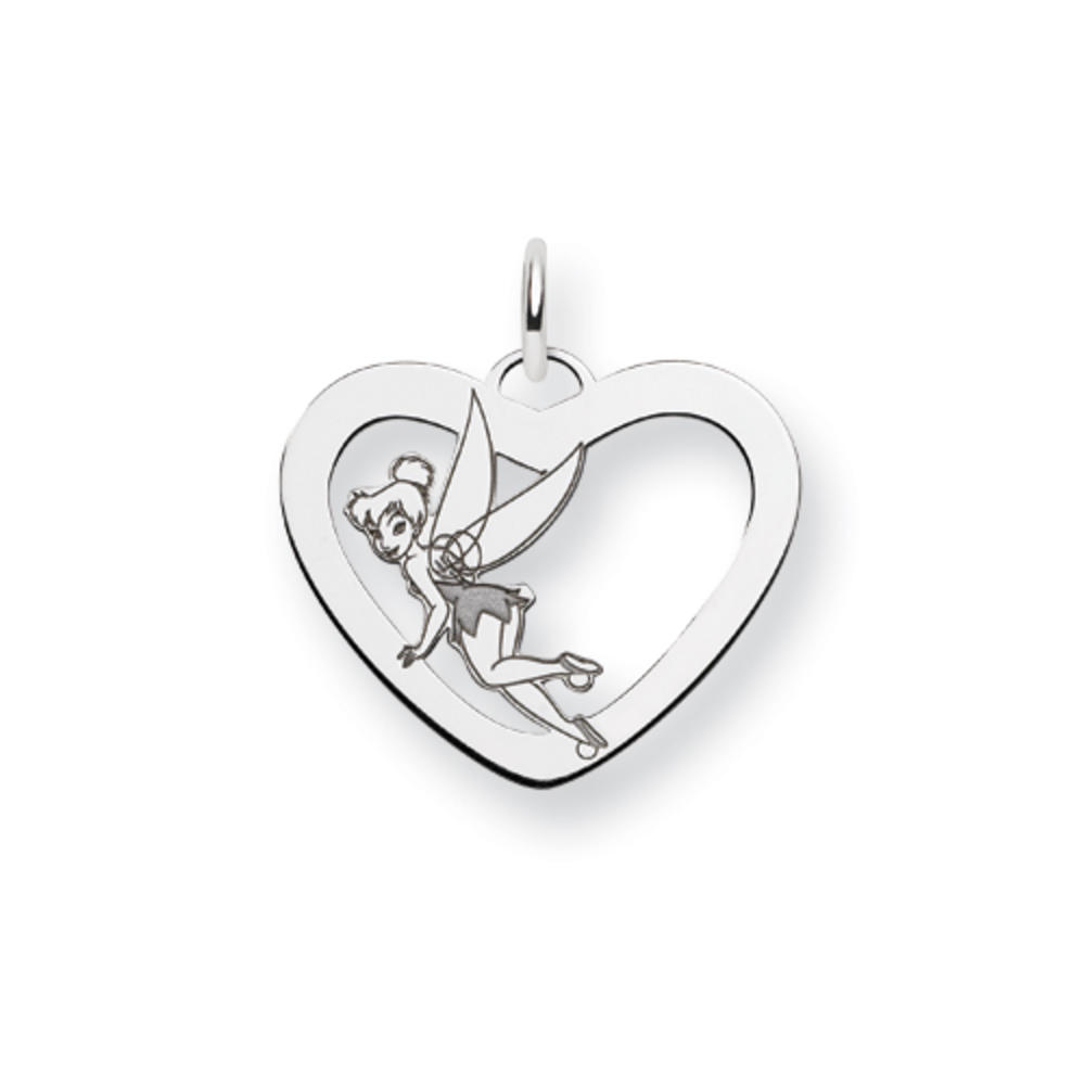 Jewelryweb Sterling Silver Disney Tinker Bell Heart Charm