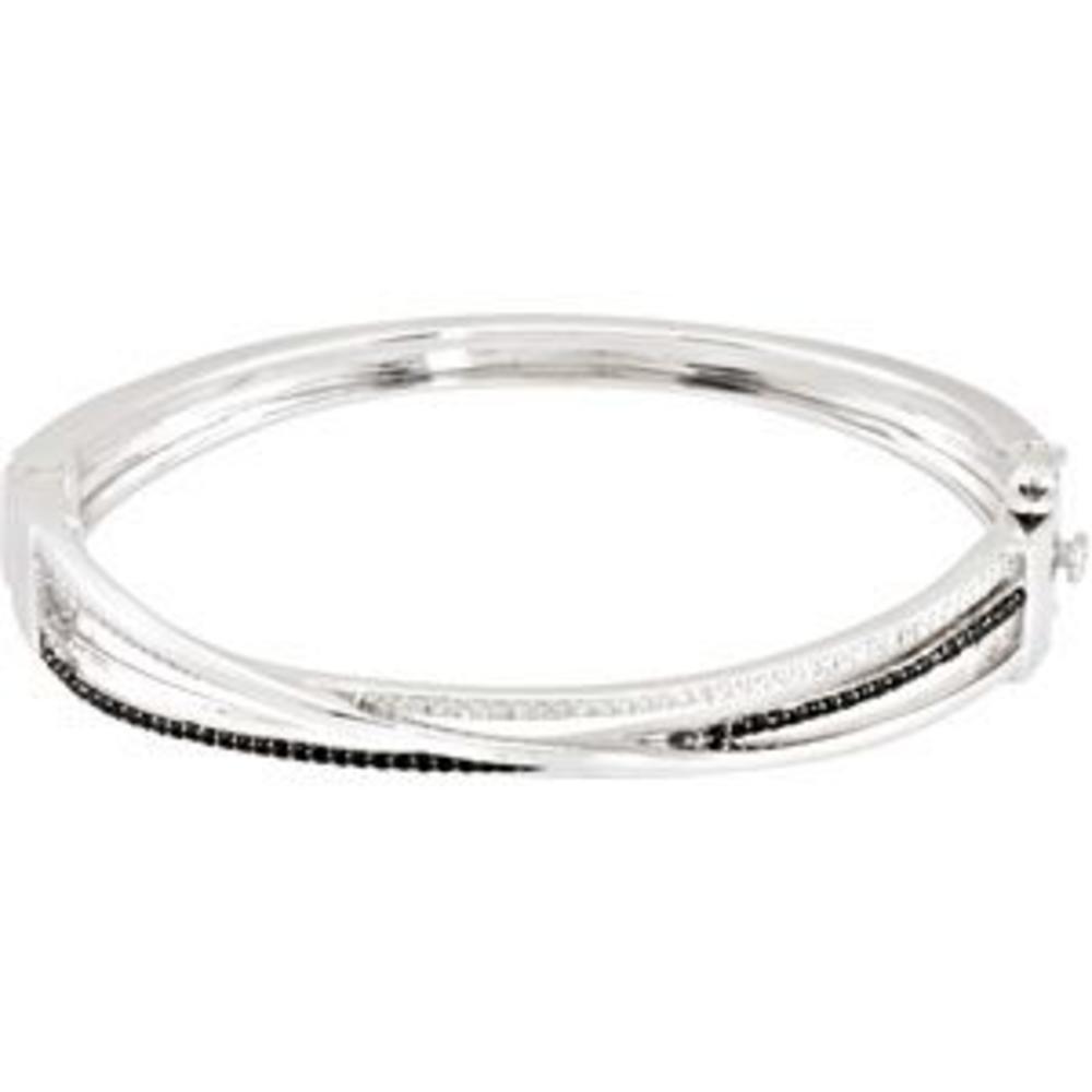 Jewelryweb Sterling Silver Spinel and Diamond Bangle Bracelet 1/3ct