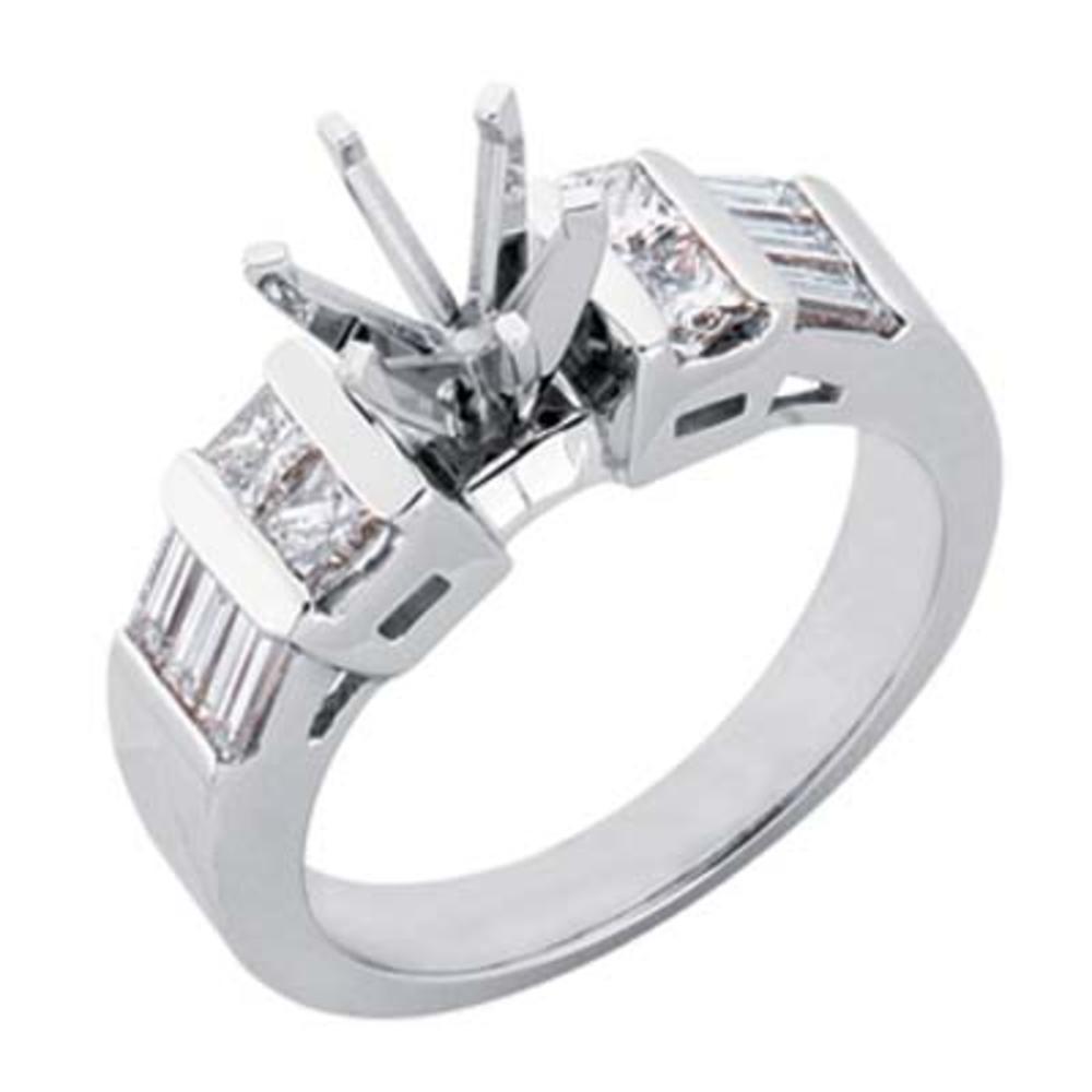 Jewelryweb Platinum Princess Cut Diamond Semi-Mount Engagement Ring - Size 7.0