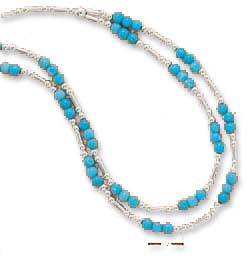 Jewelryweb Sterling Silver 16 Inch Double Row Necklace