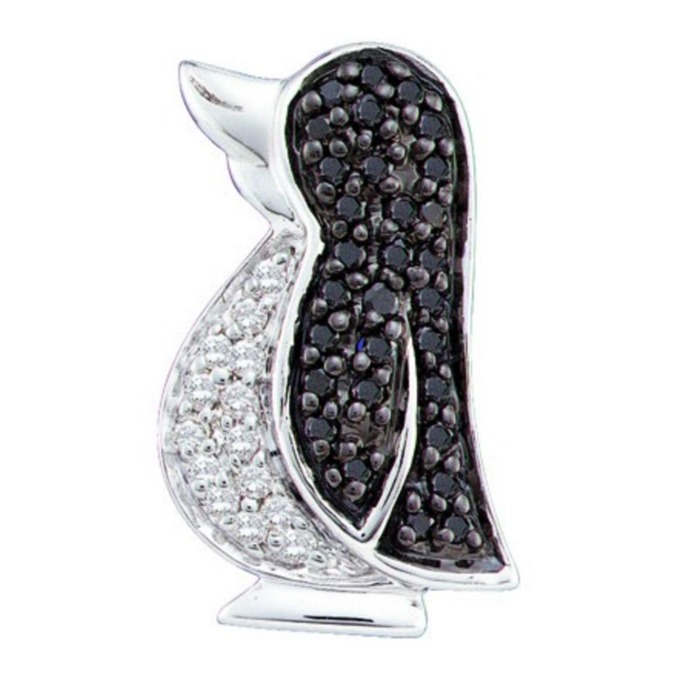 Jewelryweb 14k White Gold 0.23 Dwt Diamond Penguin Pendant