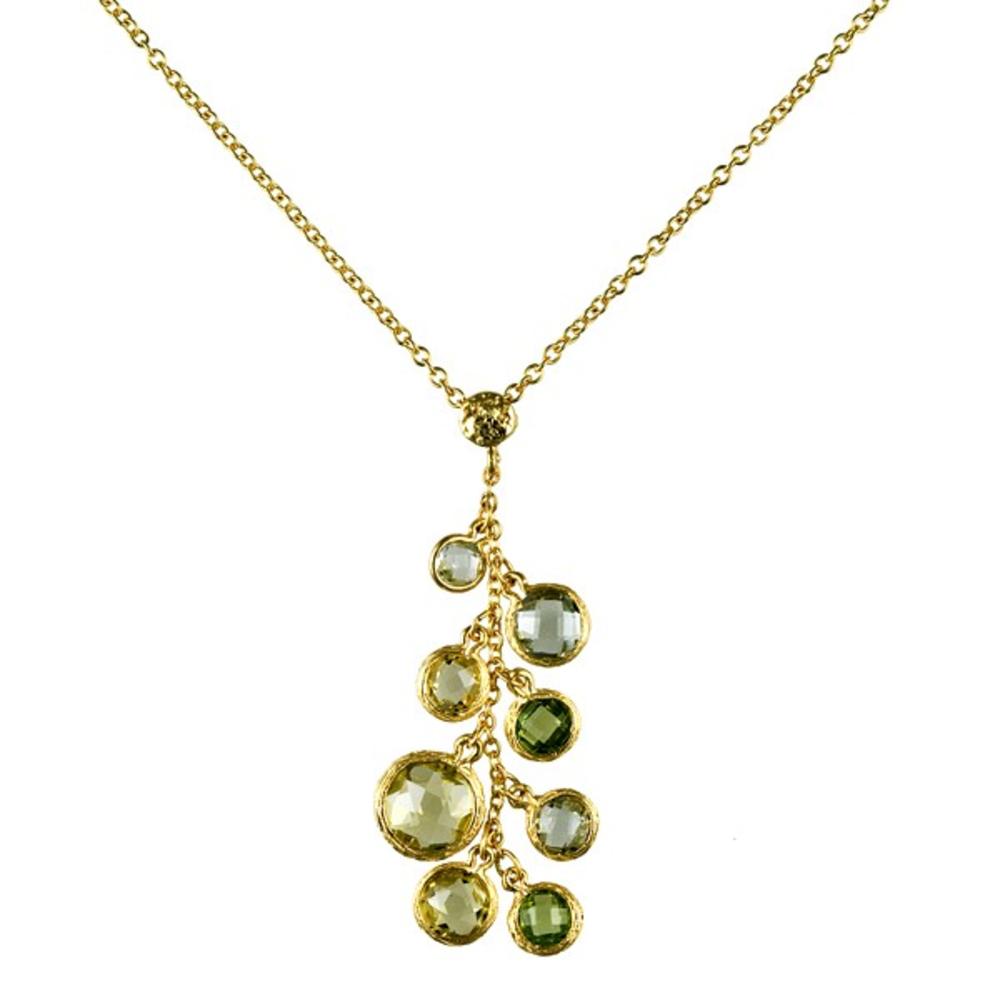 Jewelryweb 18k Yellow Gold Multi Color Gemsto Green Amethyst Lemon Topaz Peridot - 18 Inch Necklace
