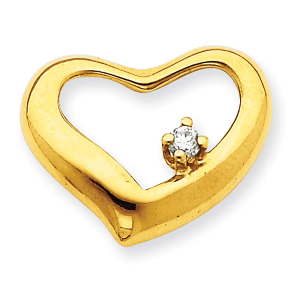 Jewelryweb 14k Yellow Gold Diamond Heart Pendant