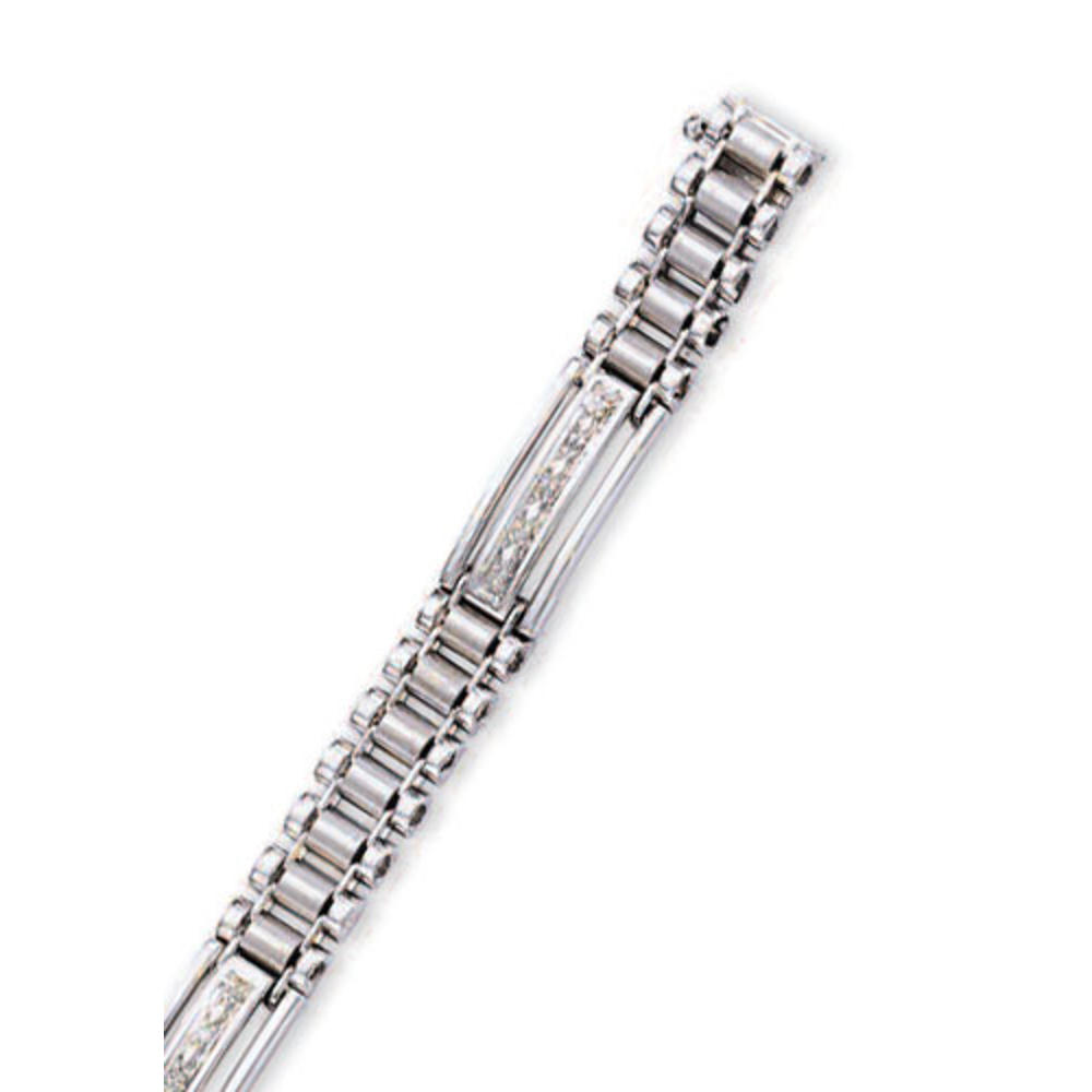 Jewelryweb 14k White Mens Diamond Bracelet - 8.25 Inch