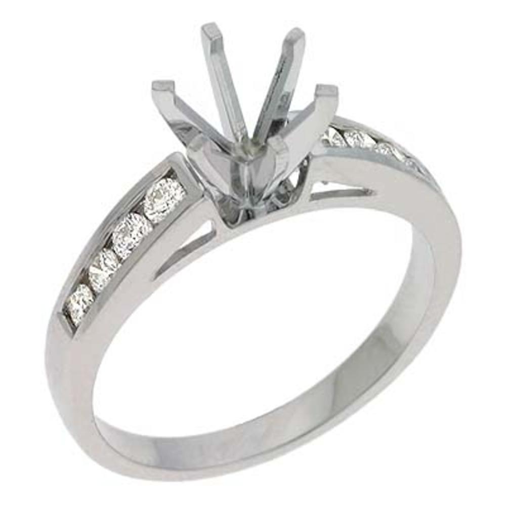 Jewelryweb 14k White Gold Round 0.32 Ct Diamond Semi-Mount Engagement Ring - Size 7.0