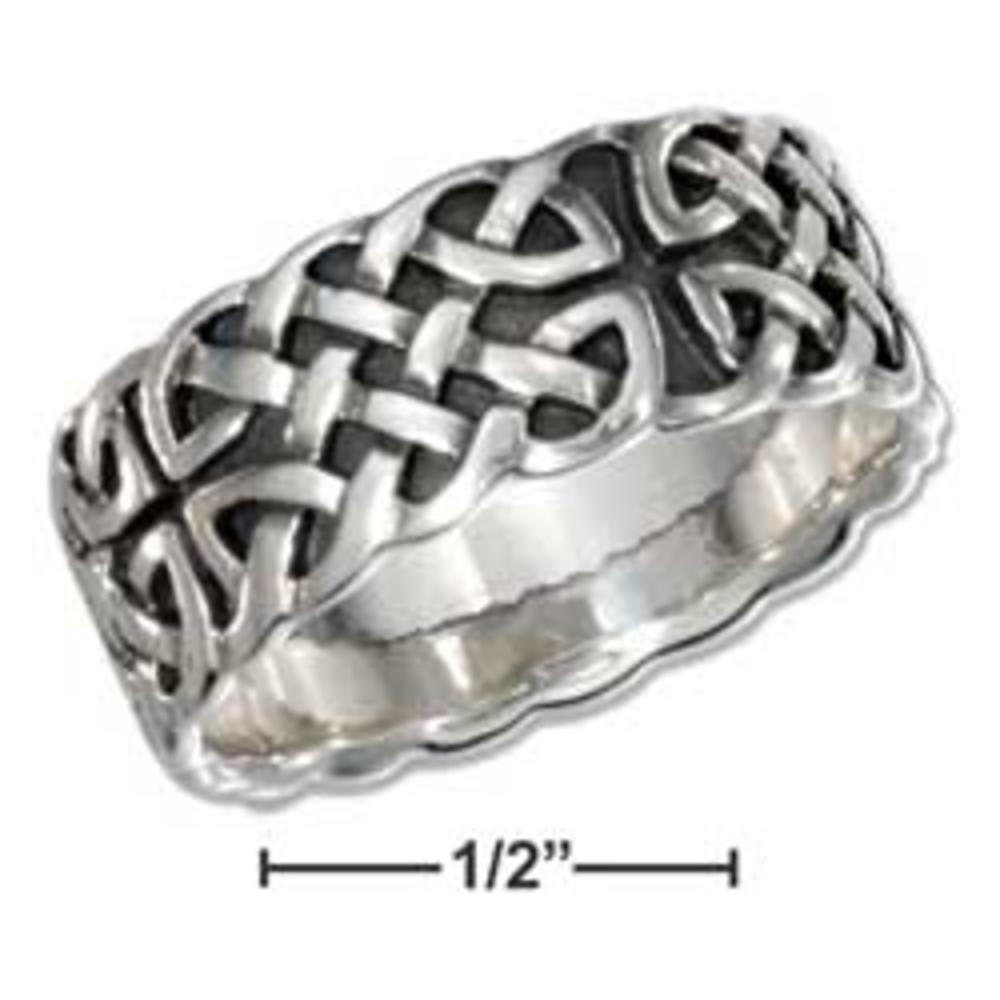 Jewelryweb Sterling Silver Mens Antiqued Celtic Band Ring - Size 10