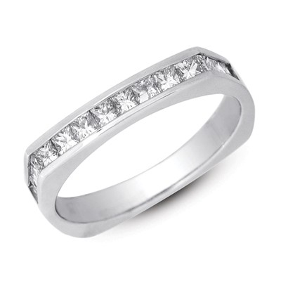 Jewelryweb 14k .60 Dwt Diamond White Gold Princess Band Ring