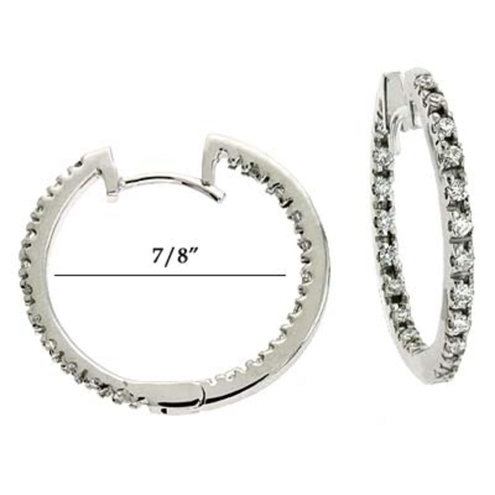 Jewelryweb 14k White Gold Hoop 0.52 Ct Diamond Earrings