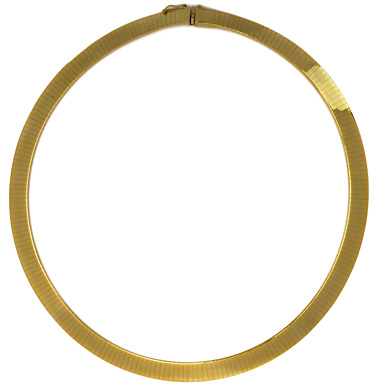Jewelryweb 18k Yellow Gold 8mm Flat Omega Necklace - 20 Inch