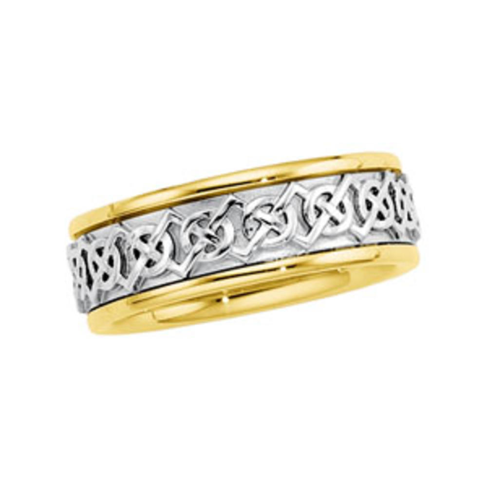 Jewelryweb 14k Two-Tone Gold Bridal Engagement Ring Celtic Band - Size 6.5