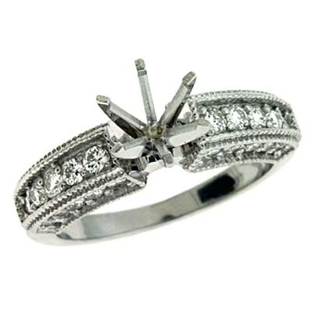 Jewelryweb 14k White Gold Round 0.79 Ct Diamond Semi-Mount Engagement Ring