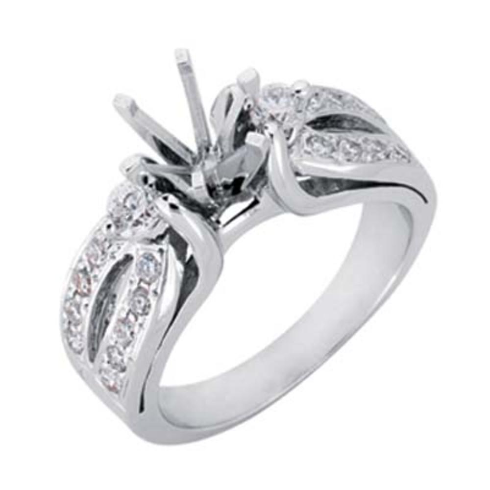 Jewelryweb 14k White Gold Round 0.57 Ct Diamond Semi-Mount Engagement Ring