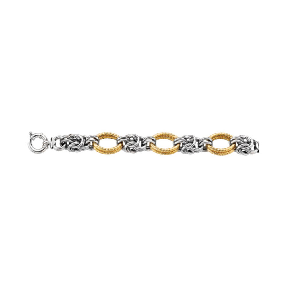 Jewelryweb Sterling Silver Color 1mc Gold-Flashed Oval Lk Bracelet With Knot - 8.5 Inch