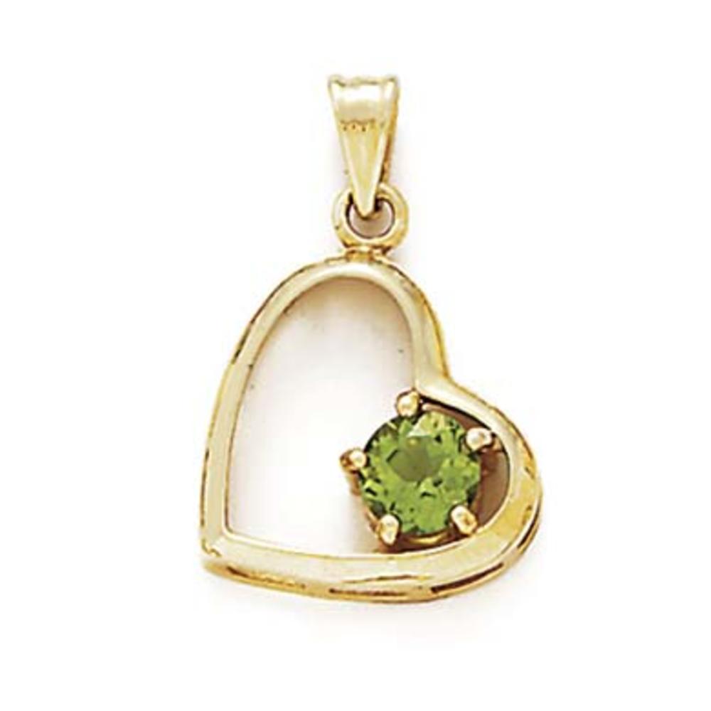 Jewelryweb 14k Yellow Gold 6mm Peridot Heart Pendant