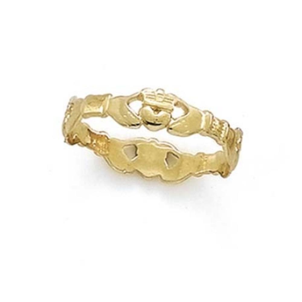 Jewelryweb 14k Yellow Gold Claddagh Thumb Ring - Size 7.0