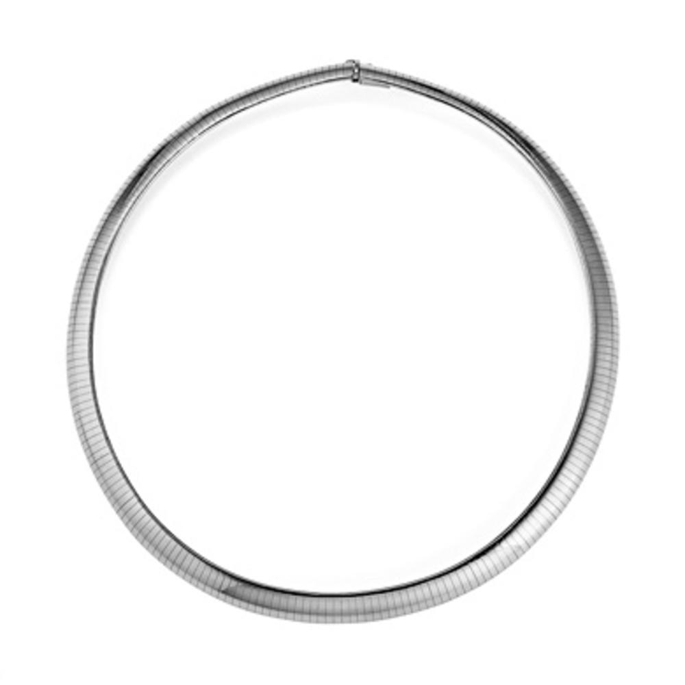 Jewelryweb 14k White Gold 10mm Domed Omega Necklace - 18 Inch