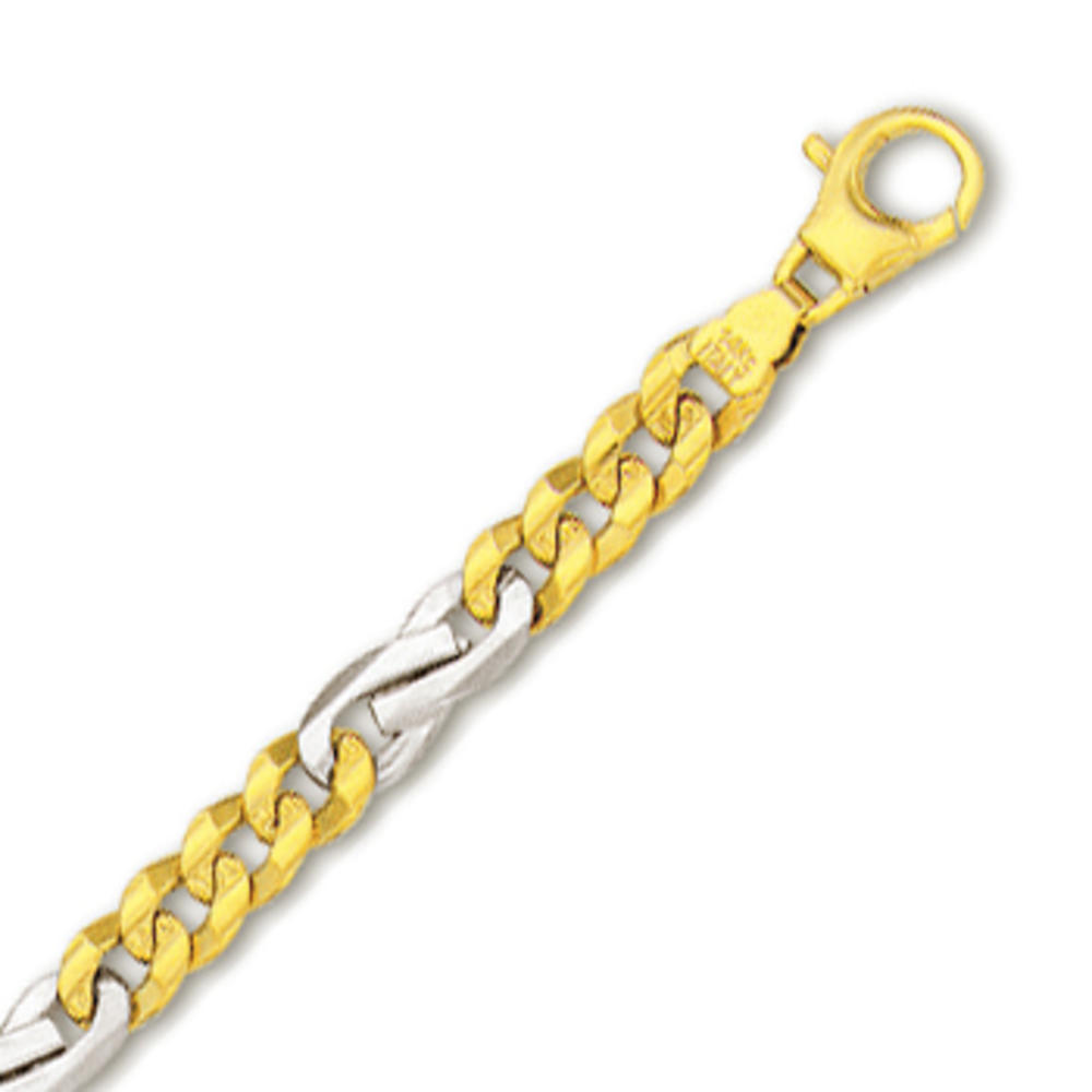 Jewelryweb 14k Two-Tone Mens Link Bracelet - 8.5 Inch