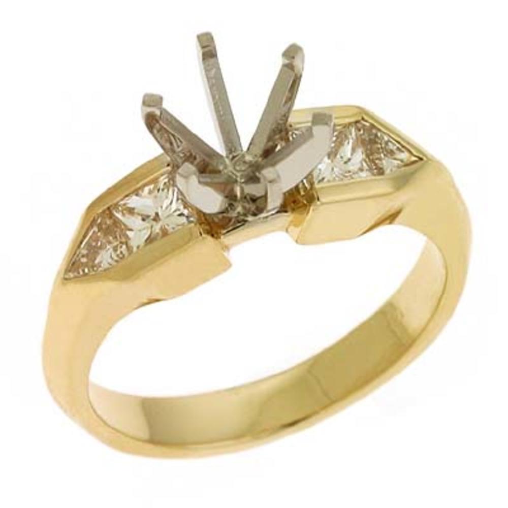 Jewelryweb 14k Yellow Gold Trillion Diamond Semi-Mount Engagement Ring - Size 7.0