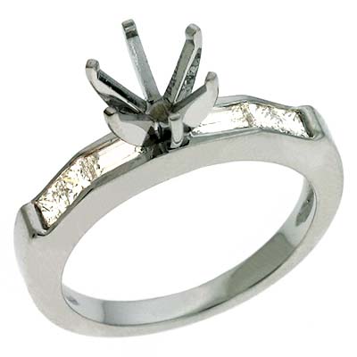 Jewelryweb 14k White Gold Princess Cut Diamond Semi-Mount Engagement Ring - Size 7.0