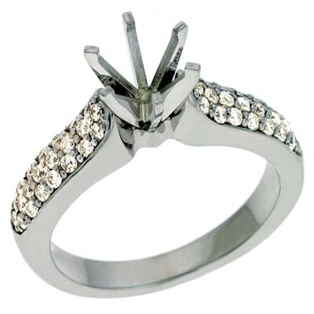 Jewelryweb 14k White Gold Round 0.44 Ct Diamond Semi-Mount Engagement Ring
