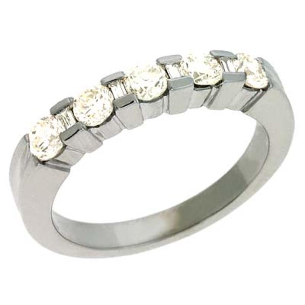Jewelryweb 14k White Gold Channel-Set Round 0.78 Ct Diamond Band Ring