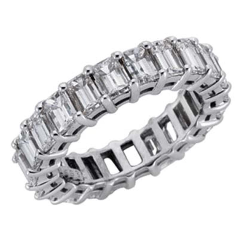 Jewelryweb 18k White Gold Eternity Emerad Cut 6.45 Ct Diamond Band Ring