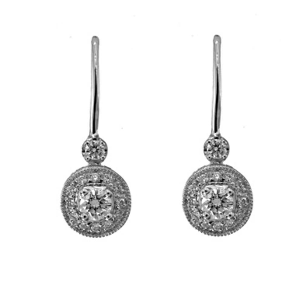 Jewelryweb 18k White Gold 0.52ct Round Diamond Earrings