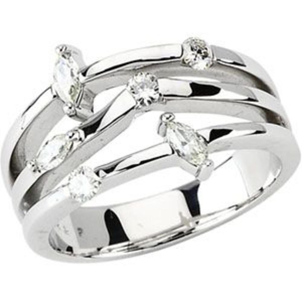 Jewelryweb 14k White Gold Created Moissanite Ring 1/2ct - Size 6