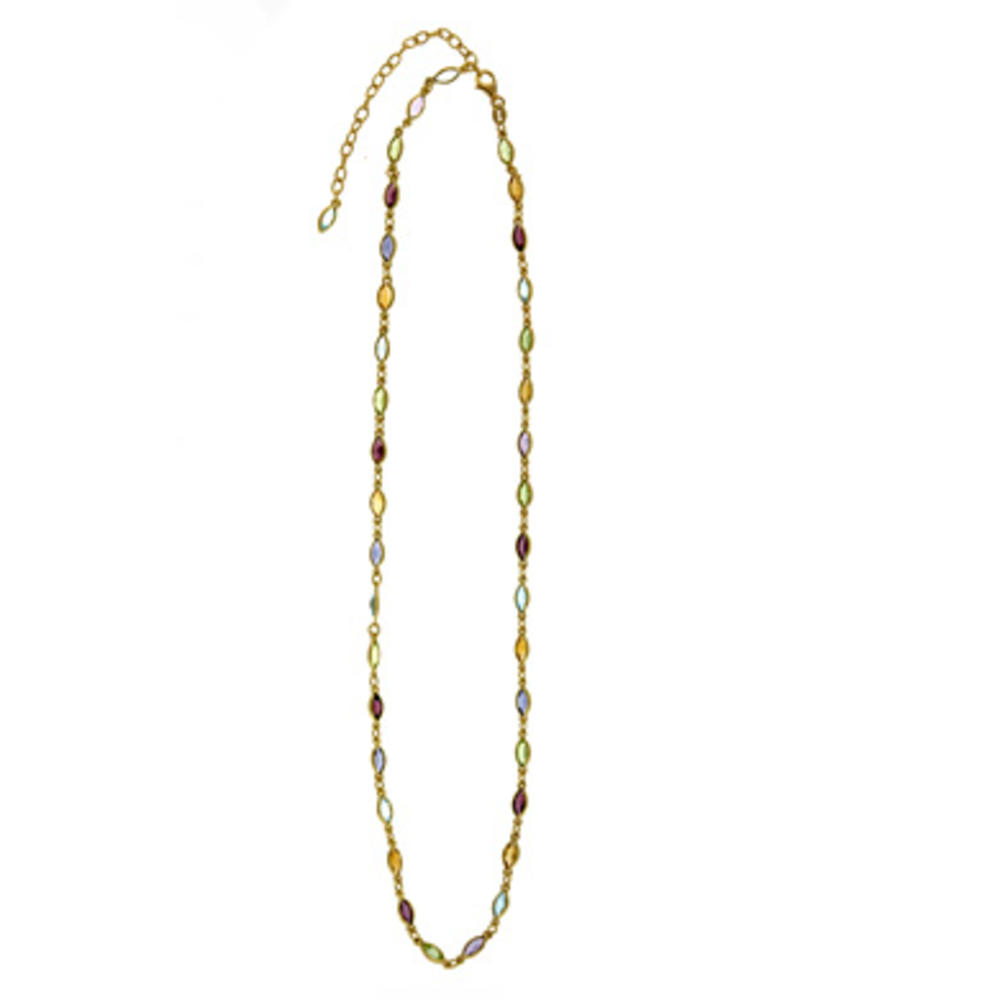 Jewelryweb 18k Yellow Gold Adj Semi-Precious Multi-Gem Bracelet - 7.25 Inch