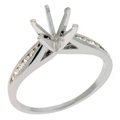Jewelryweb 14k White Gold Round 0.2 Ct Diamond Semi-Mount Engagement Ring