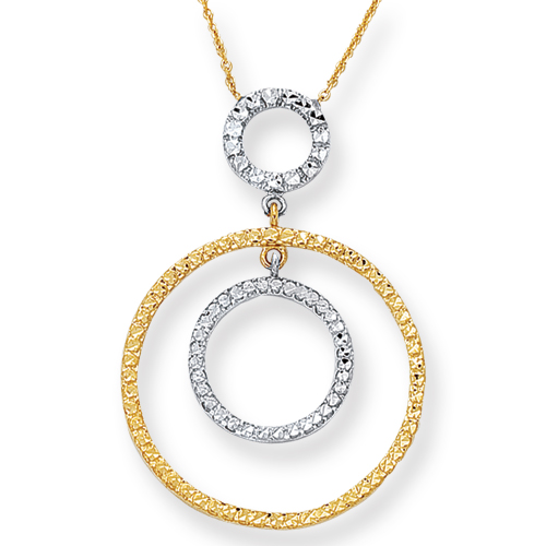Jewelryweb 14k Two-Tone Circle Of Life Necklace - 18 Inch