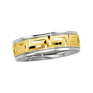 Jewelryweb 14k Two-Tone Gold Design Band Ring - Size 9.5