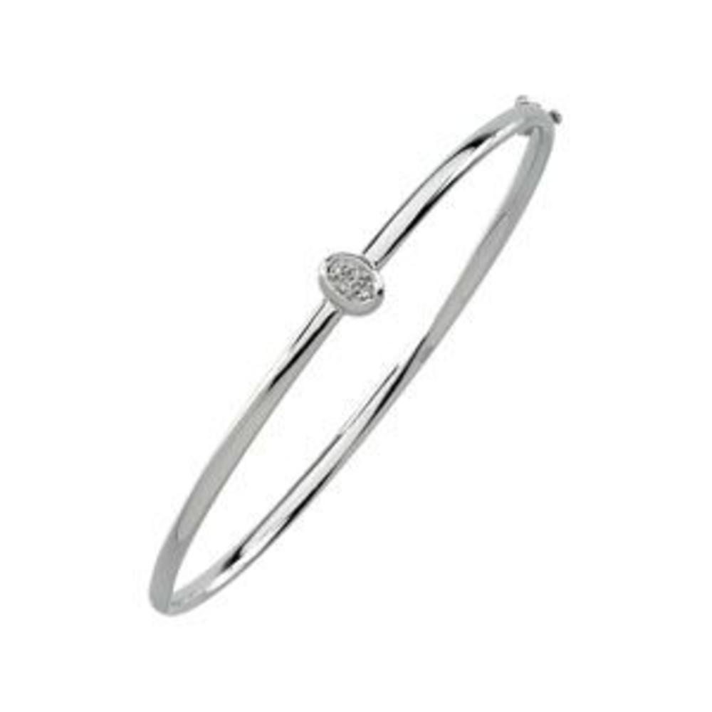 Jewelryweb 14k White Gold Diamond Bangle Bracelet .035ct