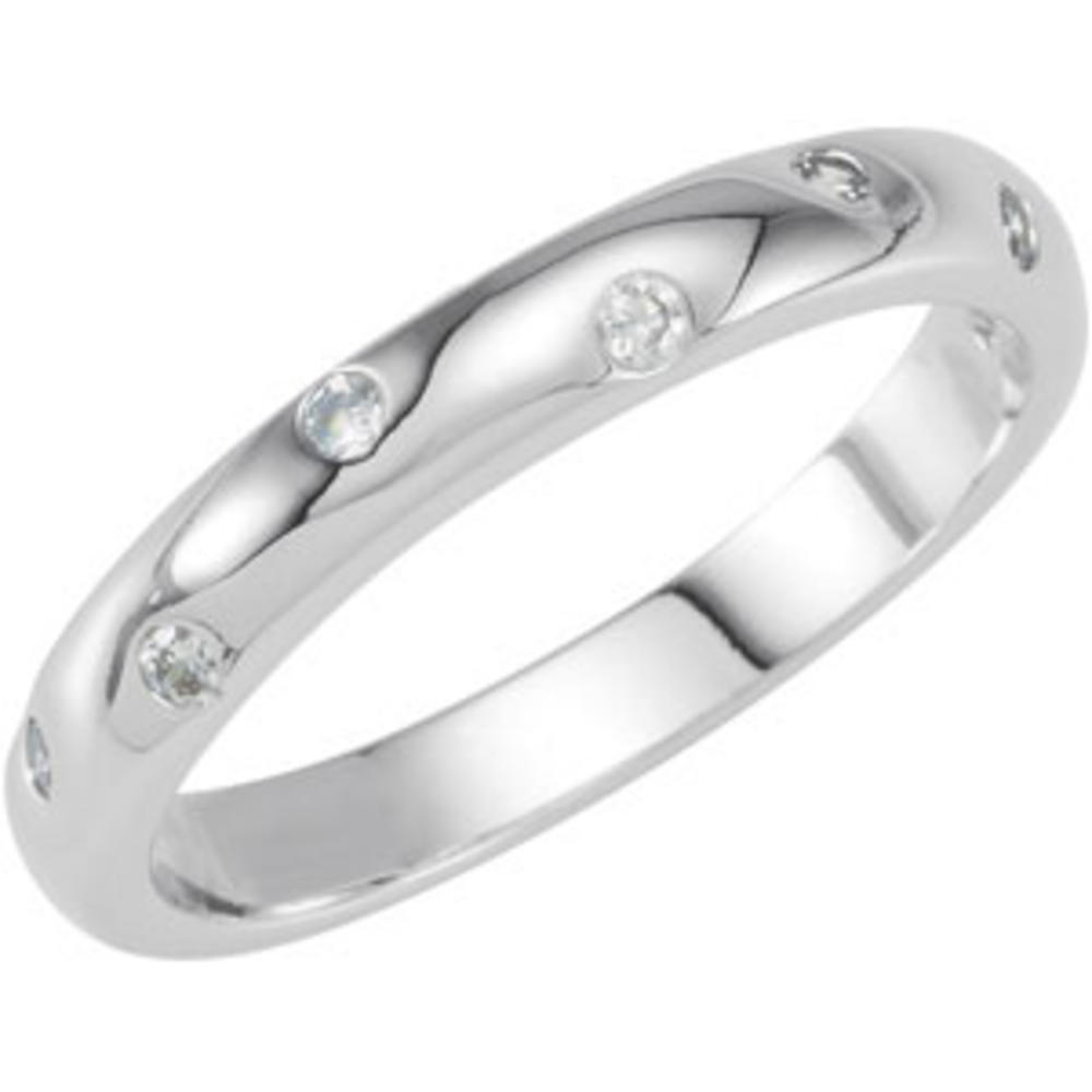 Jewelryweb Sterling Silver Stackable Fashion Ring With Clear Cubic Zirconia - Size 7