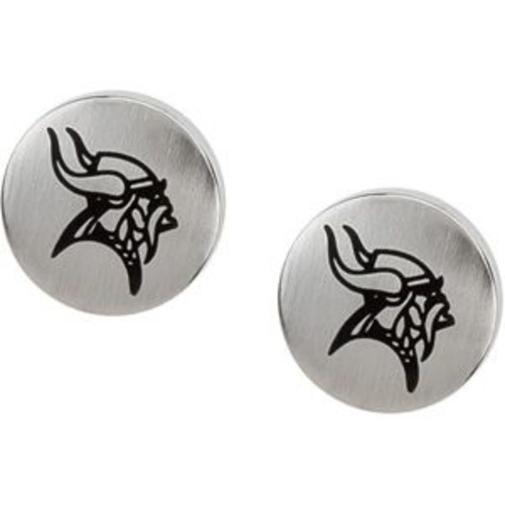 Jewelryweb Stainless Steel Minnesota Vikings Logo Stud Earrings 1mm X 1mm