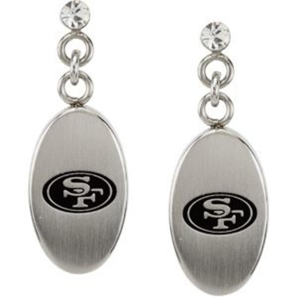 Jewelryweb Stainless Steel San Francisco 49ers Logo Dangle Earrings 27.6mm X 1mm