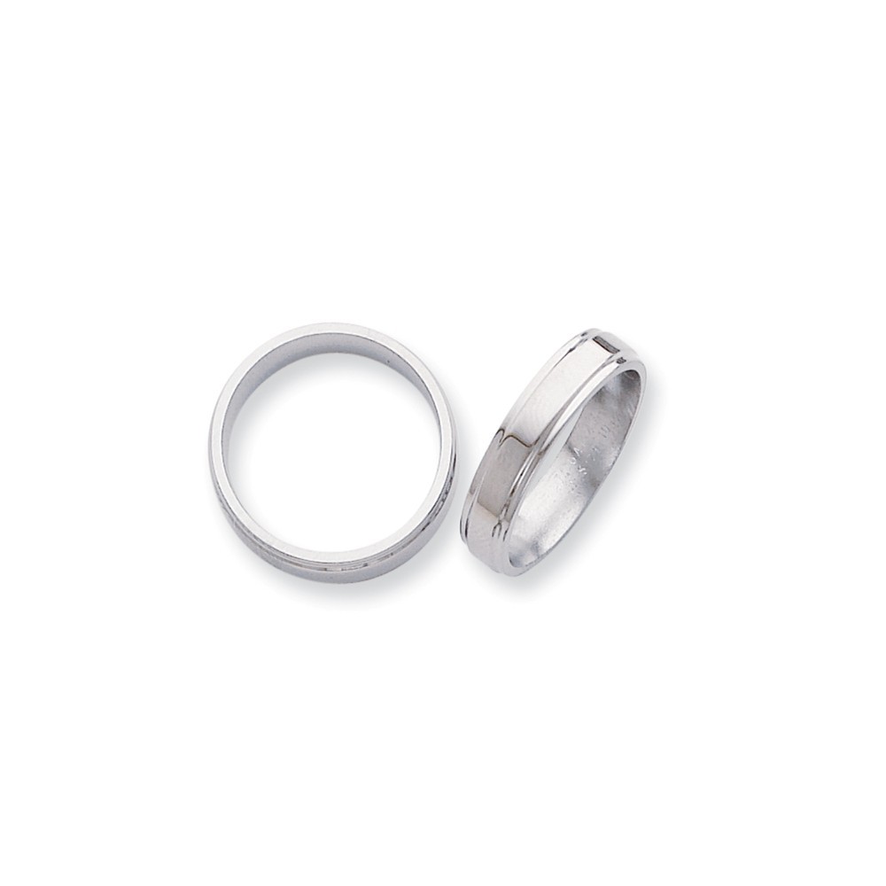 Jewelryweb Titanium Ridged-Edge 5mm Polished Band Ring - Size 9.5