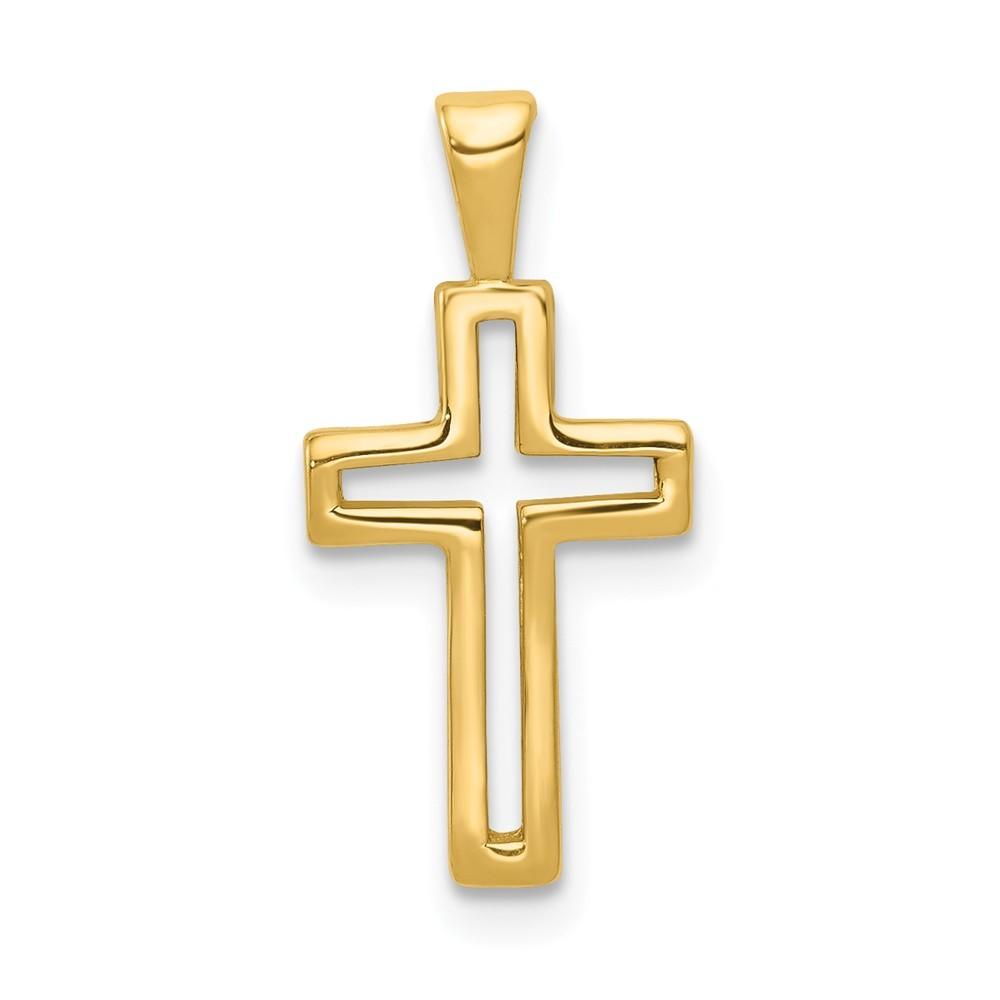 Jewelryweb 14k Yellow Gold Cross Charm - Measures 19x9mm