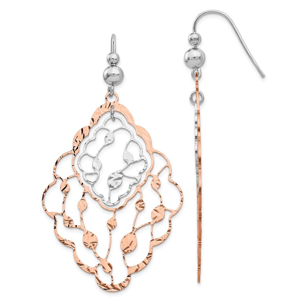 Jewelryweb Sterling Silver Rose Gold-Flashed Dangle Earrings