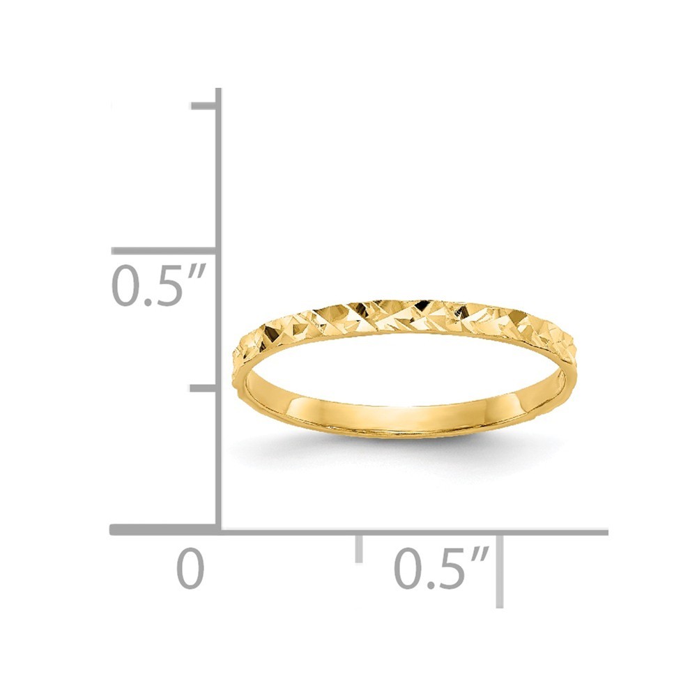 Jewelryweb 14k Yellow Gold Sparkle-Cut Design Band Childs Ring - Size 3.00