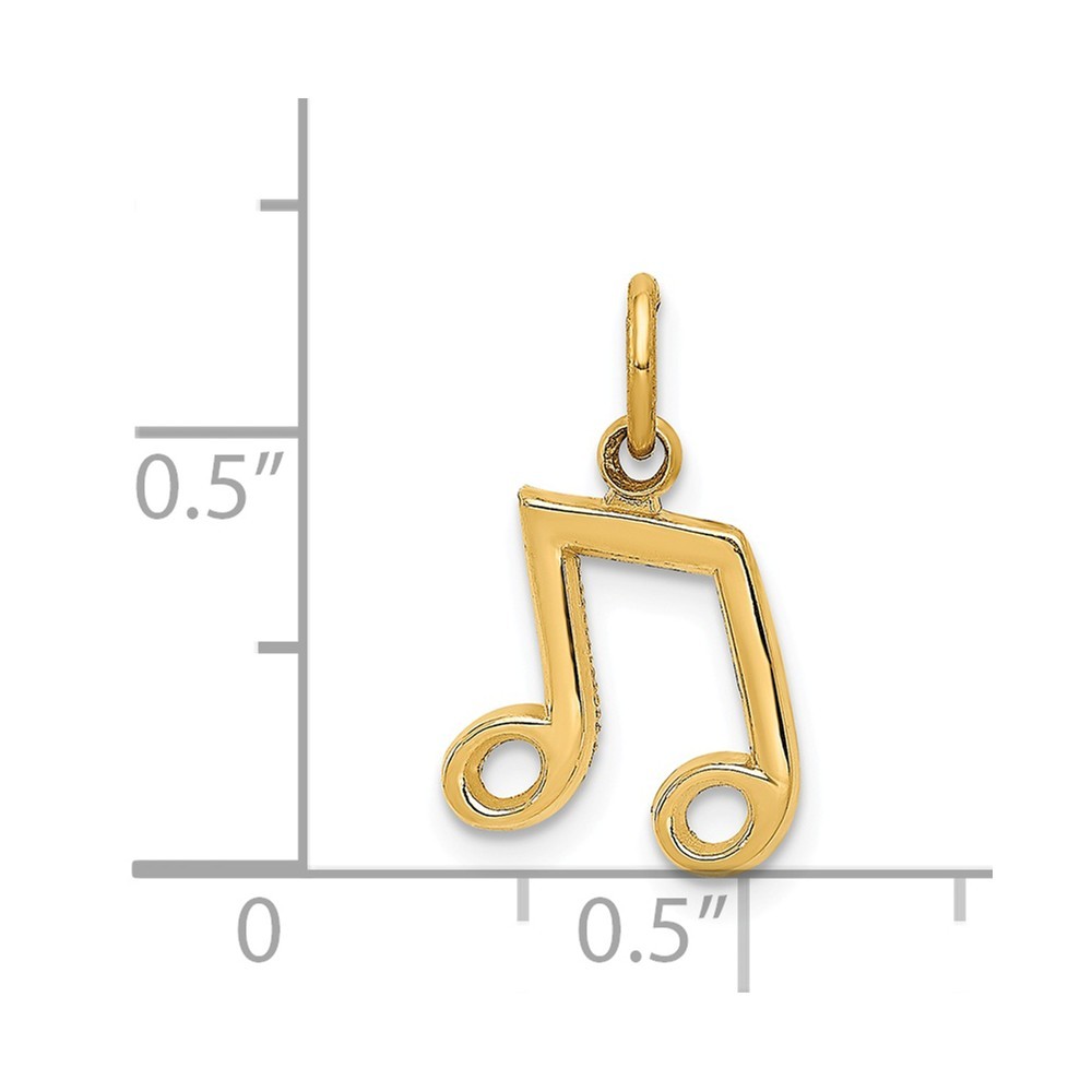 Jewelryweb 14k Yellow Gold Musical Note Charm - Measures 18x10.4mm