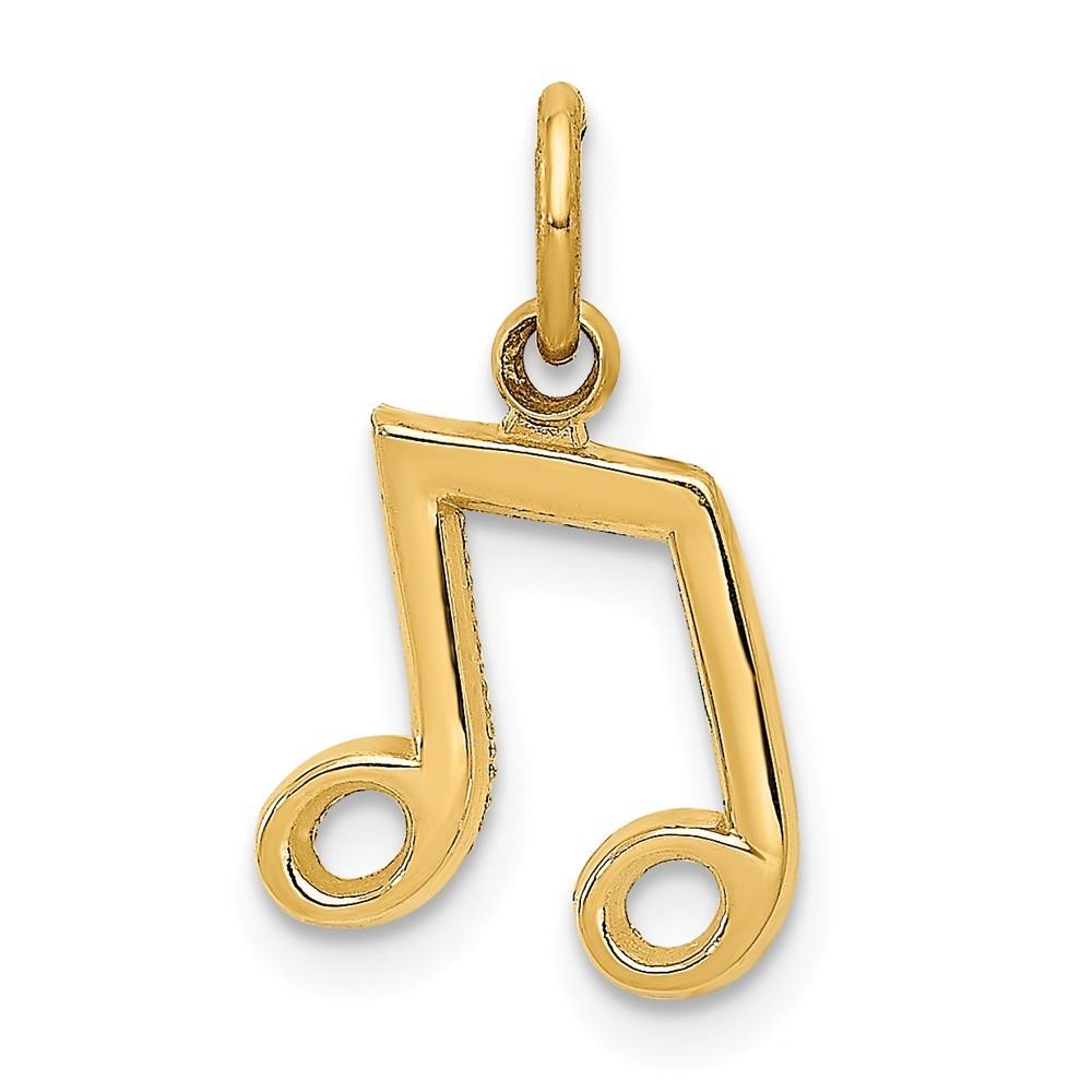 Jewelryweb 14k Yellow Gold Musical Note Charm - Measures 18x10.4mm
