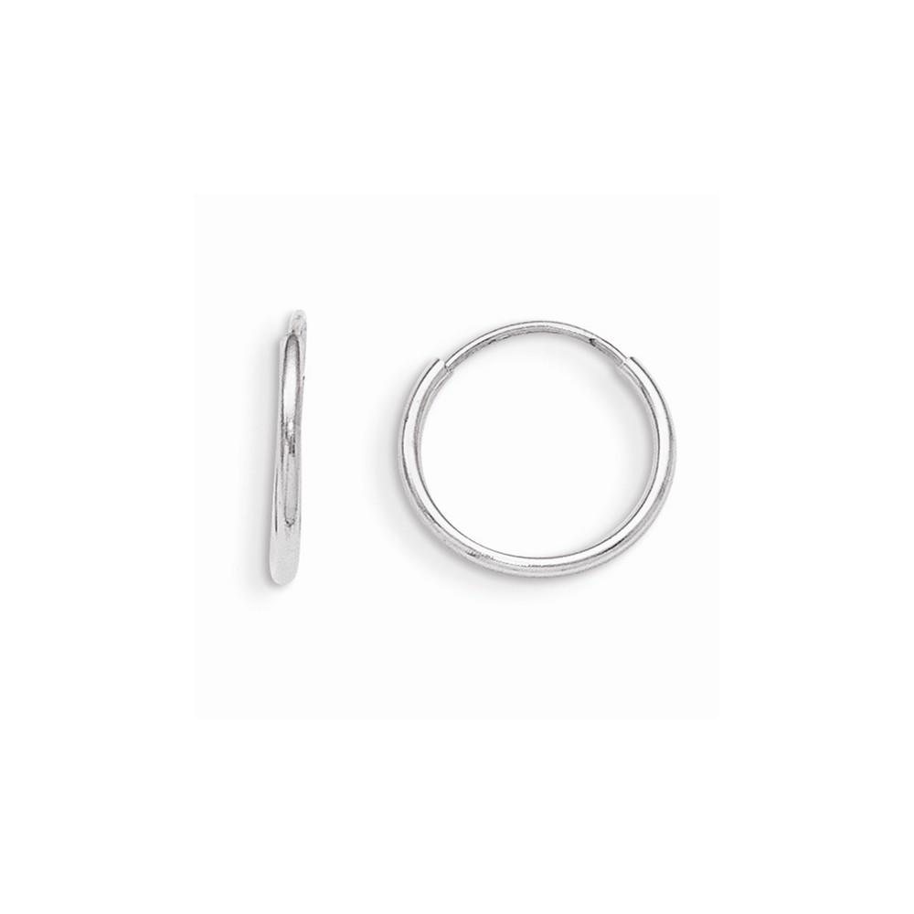 Jewelryweb 14k White Gold Endless Hoop Childrens Earrings - Measures 12x12mm