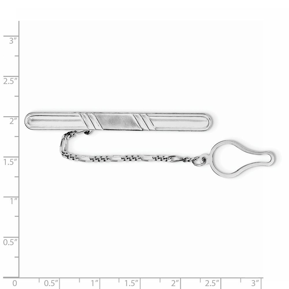 Jewelryweb Sterling Silver Rhodium Plated Tie Clip - Measures 59x6mm Wide