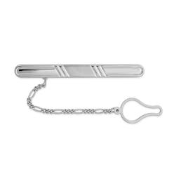 Jewelryweb Sterling Silver Rhodium Plated Tie Clip - Measures 59x6mm Wide