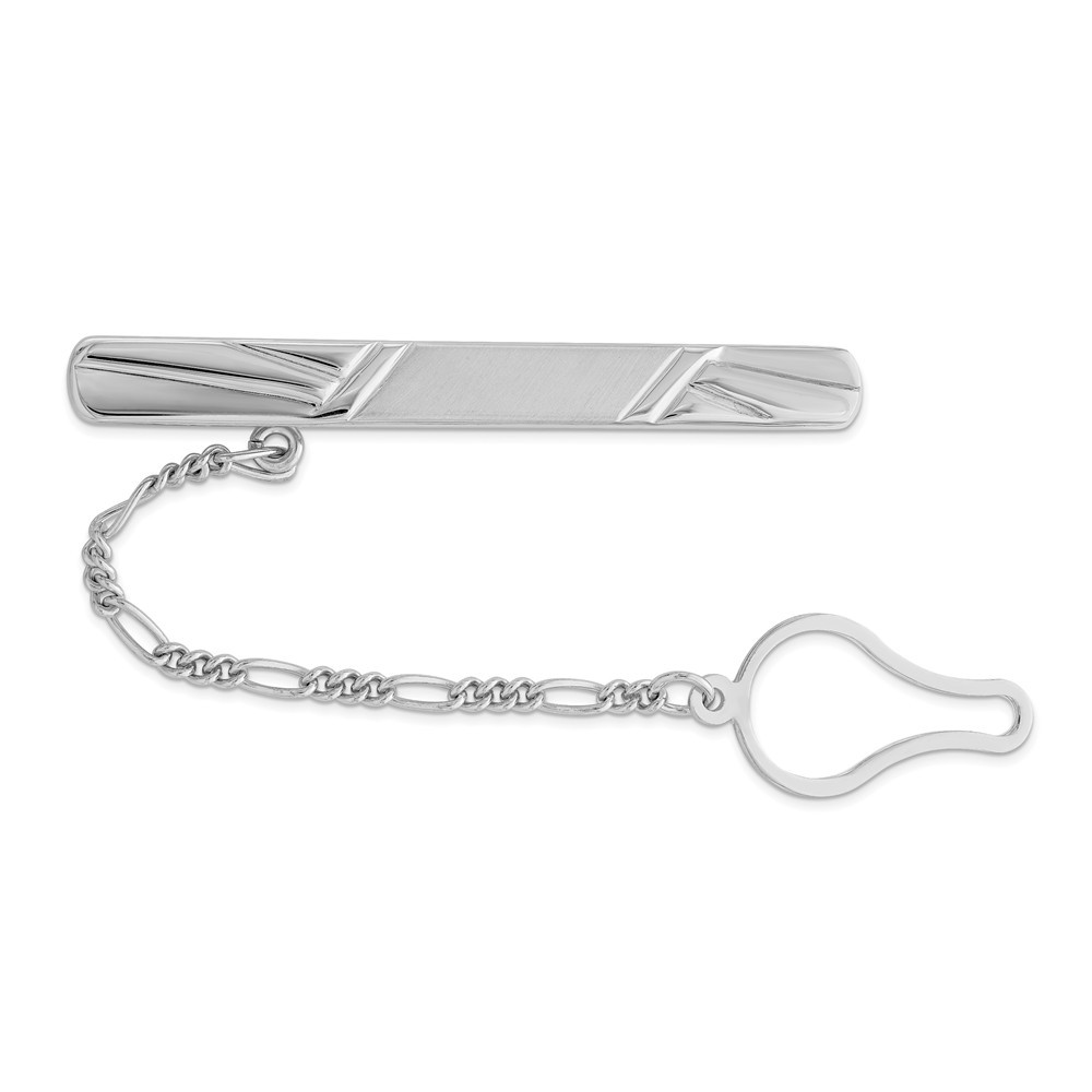 Jewelryweb Sterling Silver Rhodium Plated Tie Clip - Measures 51x6mm Wide