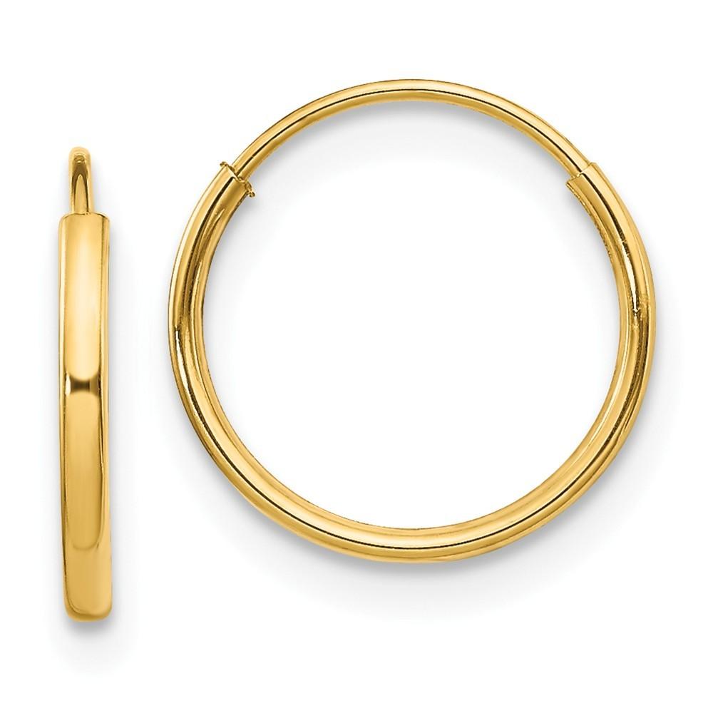 Jewelryweb 14k Yellow Gold Endless Hoop Earrings - Measures 10x10mm